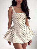 Polka Dot Strapless Waist Mini Dress