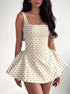 Polka Dot Strapless Waist Mini Dress