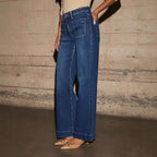 Womens High-waisted Denim Jeans With A Wide Straight Leg