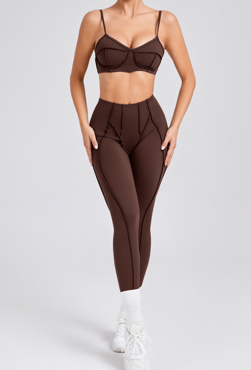 Brushed Skinny Yoga Clothes Body Shaping Sports Yoga Two Piece Sets