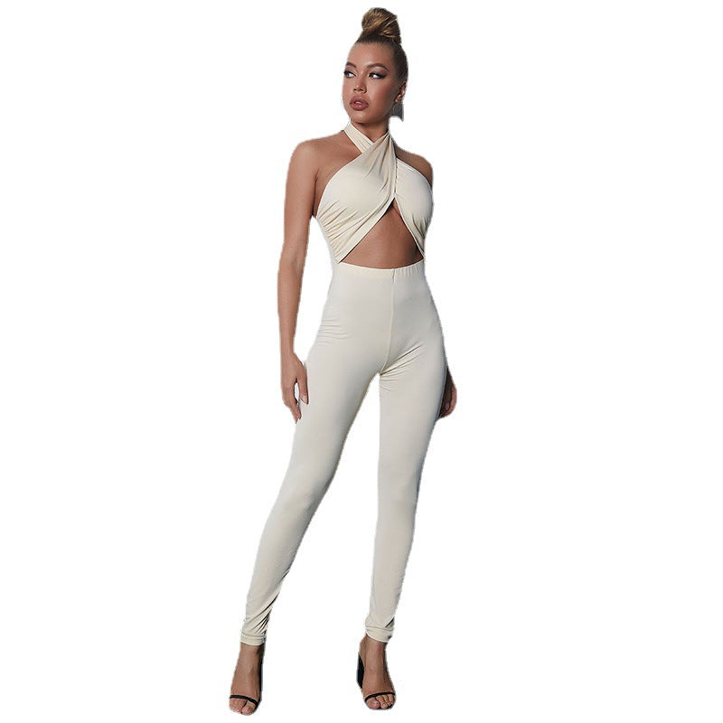 Womens Stylish Figure-hugging Cutout Halter Bodysuit