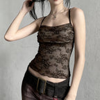 Printed Rhinestone Lace Camisole Top