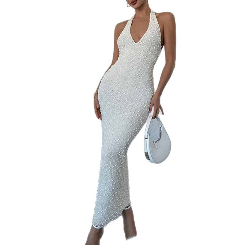 Stylish ChicAnd Elegant V-neck Backless Halter Summer Dress