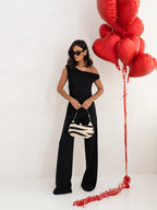 Sexy Jumpsuits For Women Falling Straps Business Rompers Elegant Straight Long Pants Rompers Fastened With A Zipper On The Side.