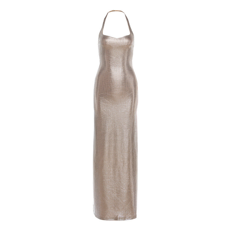 Bodycon Waist-cinching Halter-neck Dress That Skims The Hips