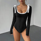 Sexy Slim-fit Square Neckline And Flared Sleeves Sexy Long-sleeved Jumpsuit