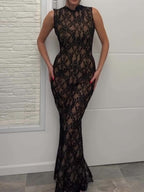 Lace Panel Sleeveless Dress