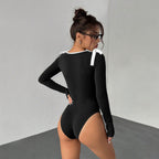 Sexy Slim-fit Square Neckline And Flared Sleeves Sexy Long-sleeved Jumpsuit