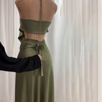 Tube-top Strap Vest And Waist-cinching Skirt Set