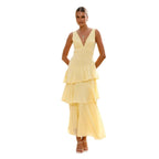French-style Cake Dress With A Sleeveless V-neck For A Feminine Touch