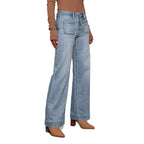 Womens High-waisted Denim Jeans With A Wide Straight Leg