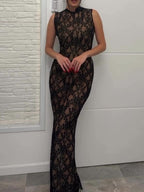 Lace Panel Sleeveless Dress