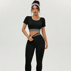 FallWinter European And American Color-Block Yoga Clothing Set