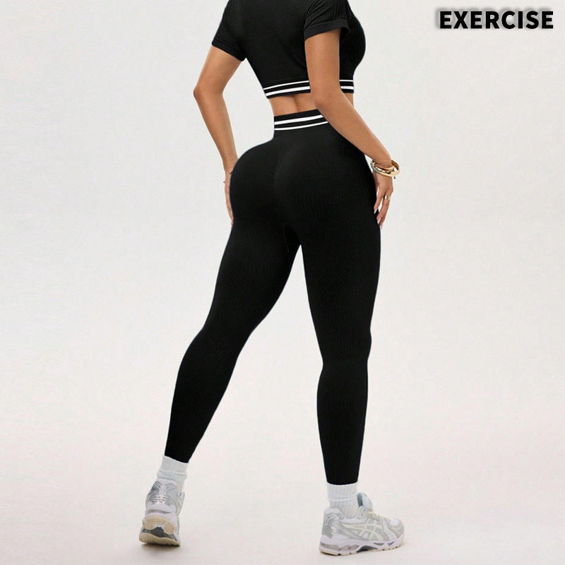 FallWinter European And American Color-Block Yoga Clothing Set