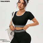 FallWinter European And American Color-Block Yoga Clothing Set