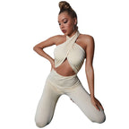 Womens Stylish Figure-hugging Cutout Halter Bodysuit