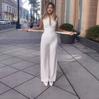 Solid Color Low Neck Sleeveless Tight Jumpsuit