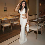 Backless Slit Halter Sleeveless Dress Foreign Trade