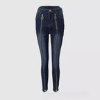 Dark Blue Metal-zipper Jeans From Europe And The US