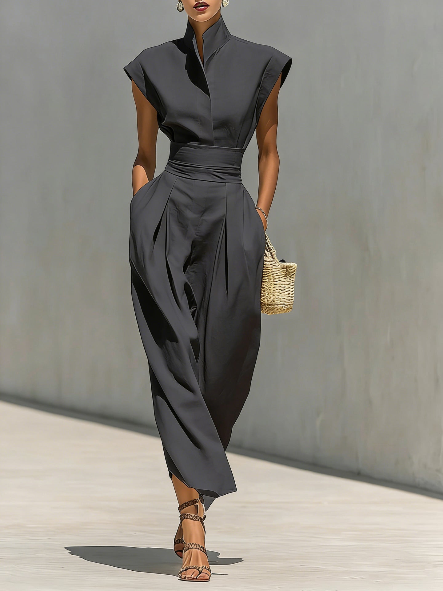 Womens New SpringSummer High-Waisted Midi Skirt