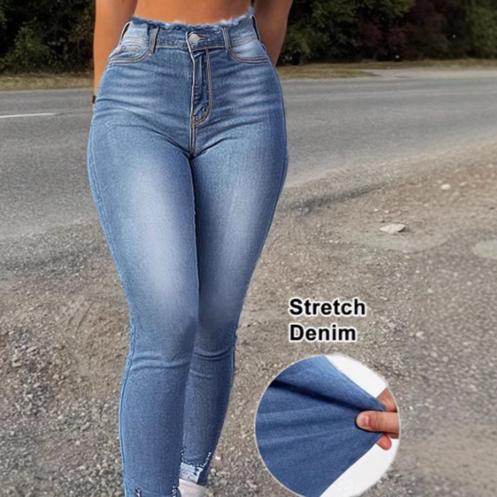 Fashionable, Figure-hugging, Butt-lifting, Slimming, Stretchy Skinny Denim Pants