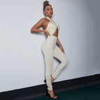 Womens Stylish Figure-hugging Cutout Halter Bodysuit