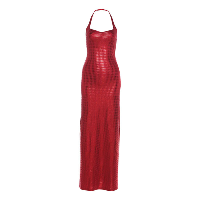 Bodycon Waist-cinching Halter-neck Dress That Skims The Hips