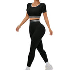FallWinter European And American Color-Block Yoga Clothing Set
