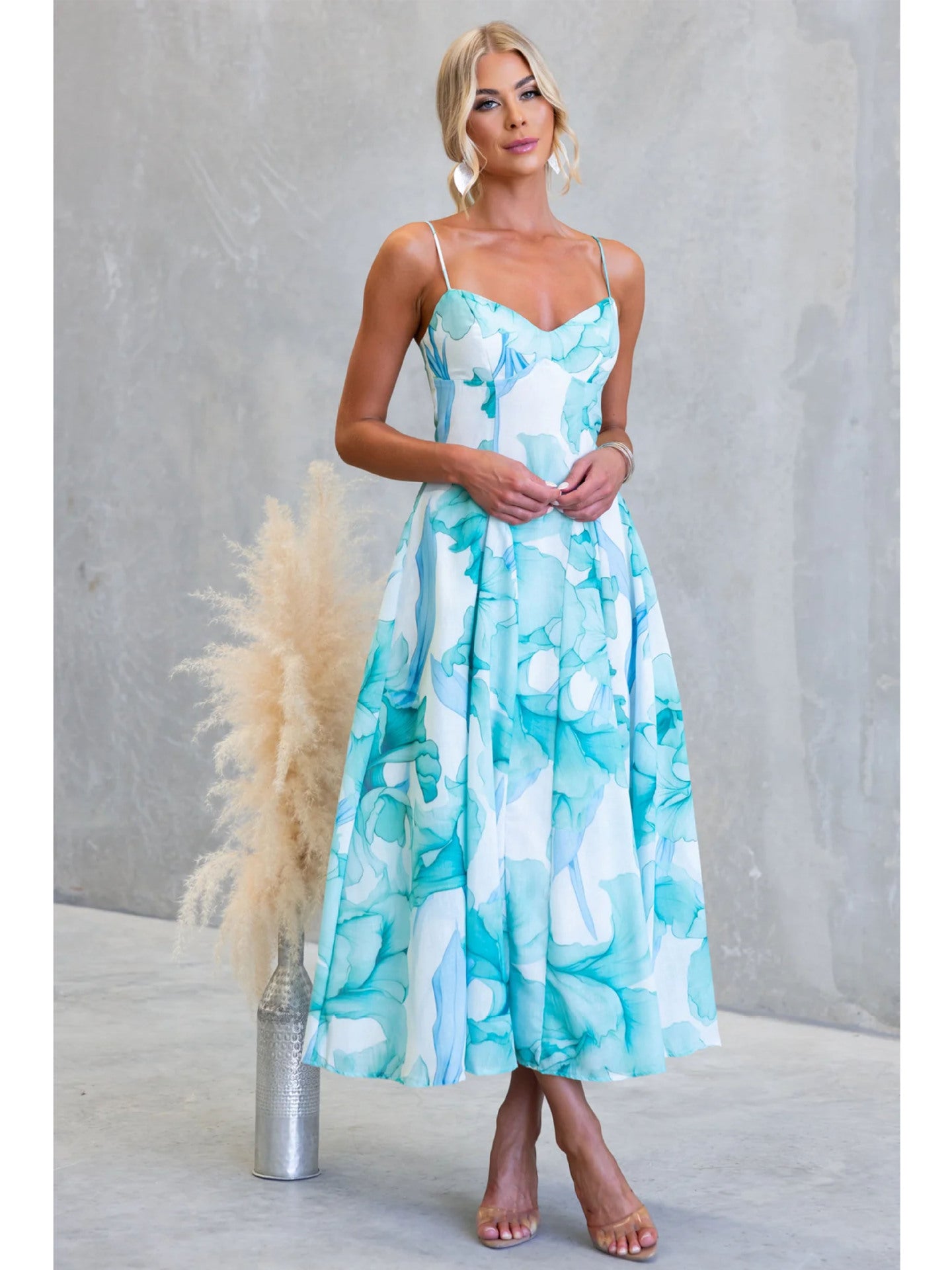 Floral Print Sweet Mid-Length Wrap Dress