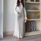 Autumn Crew Neck Bell Sleeve Slim Fit Elegant Dress