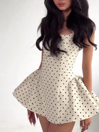 Polka Dot Strapless Waist Mini Dress
