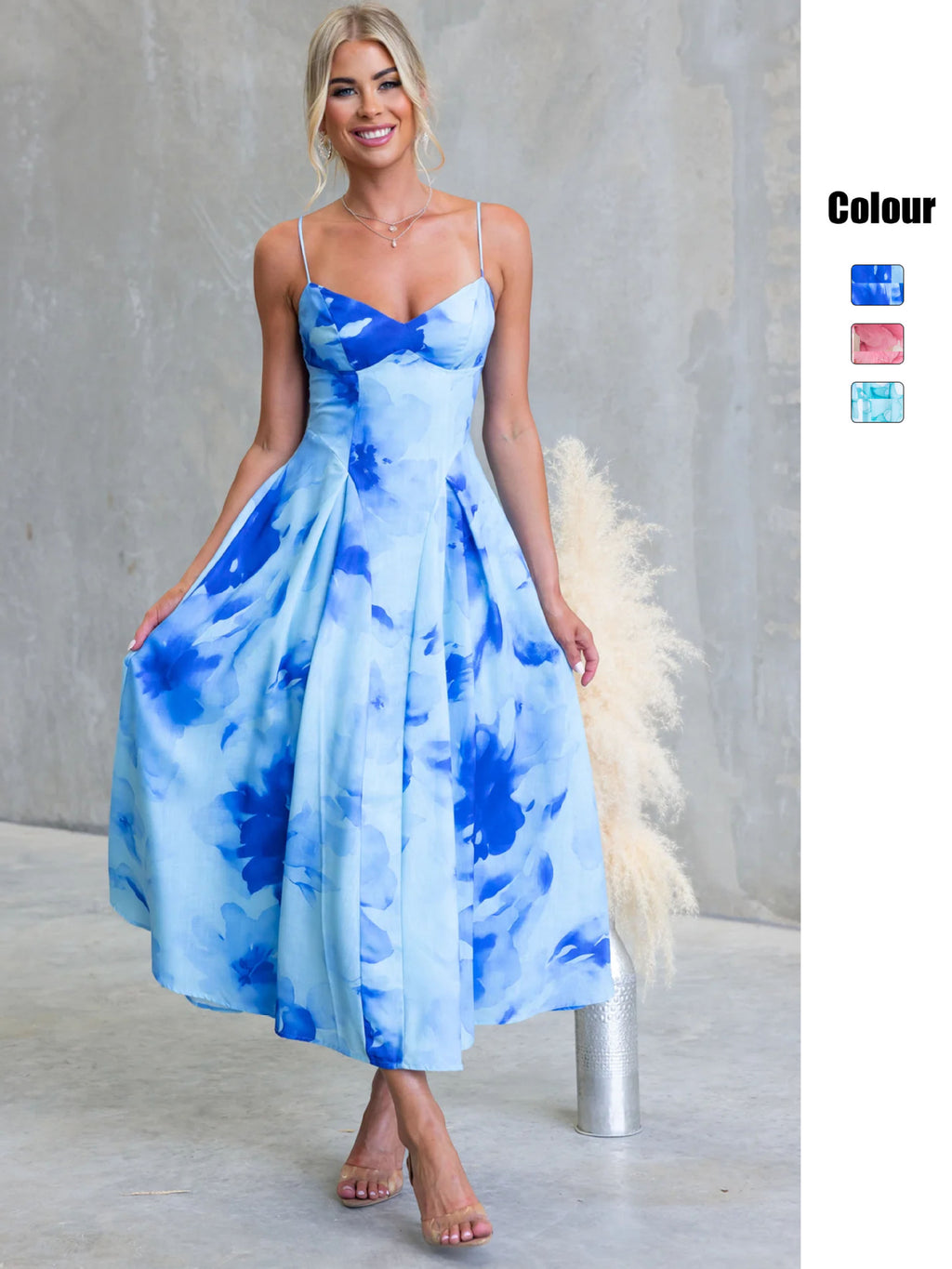 Floral Print Sweet Mid-Length Wrap Dress