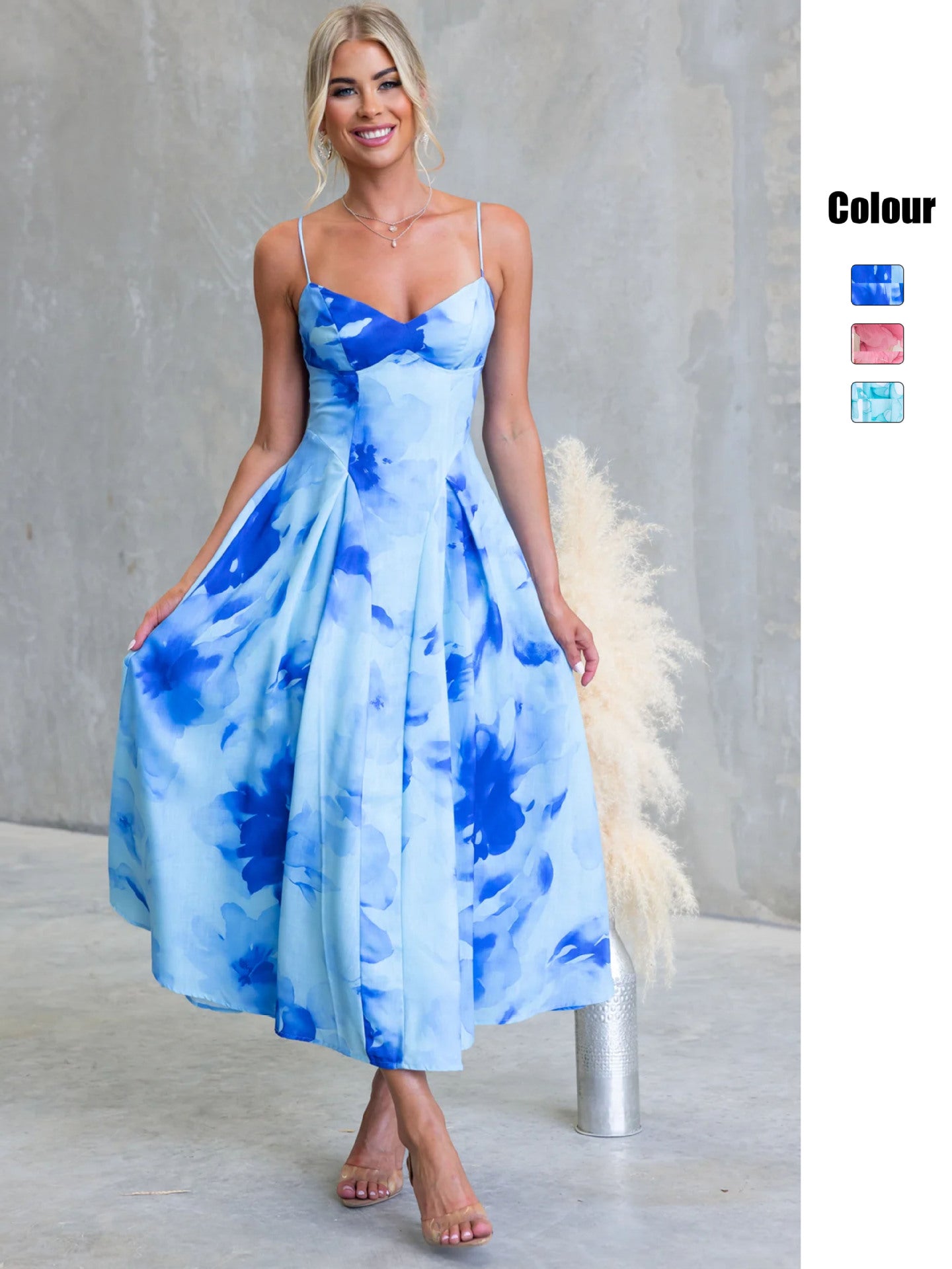 Floral Print Sweet Mid-Length Wrap Dress