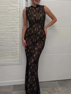 Lace Panel Sleeveless Dress