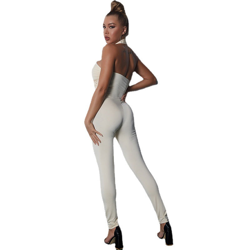 Womens Stylish Figure-hugging Cutout Halter Bodysuit