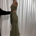 Tube-top Strap Vest And Waist-cinching Skirt Set