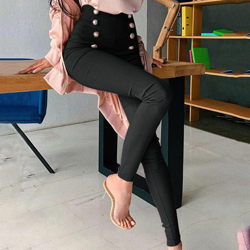 Womens Casual High-Waisted Pants With European And American Patchwork