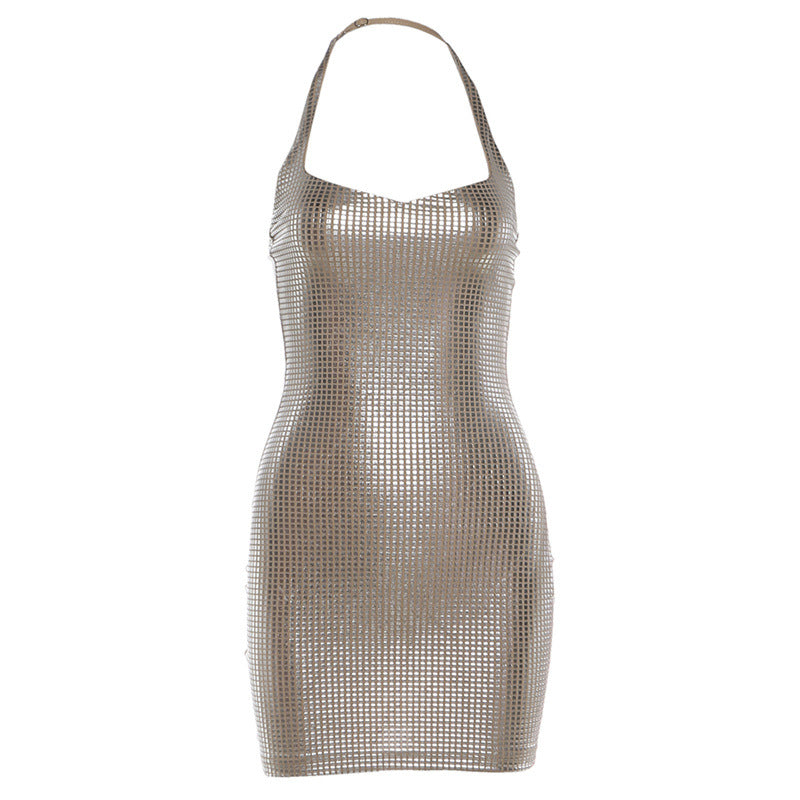 Bodycon Waist-cinching Halter-neck Dress That Skims The Hips